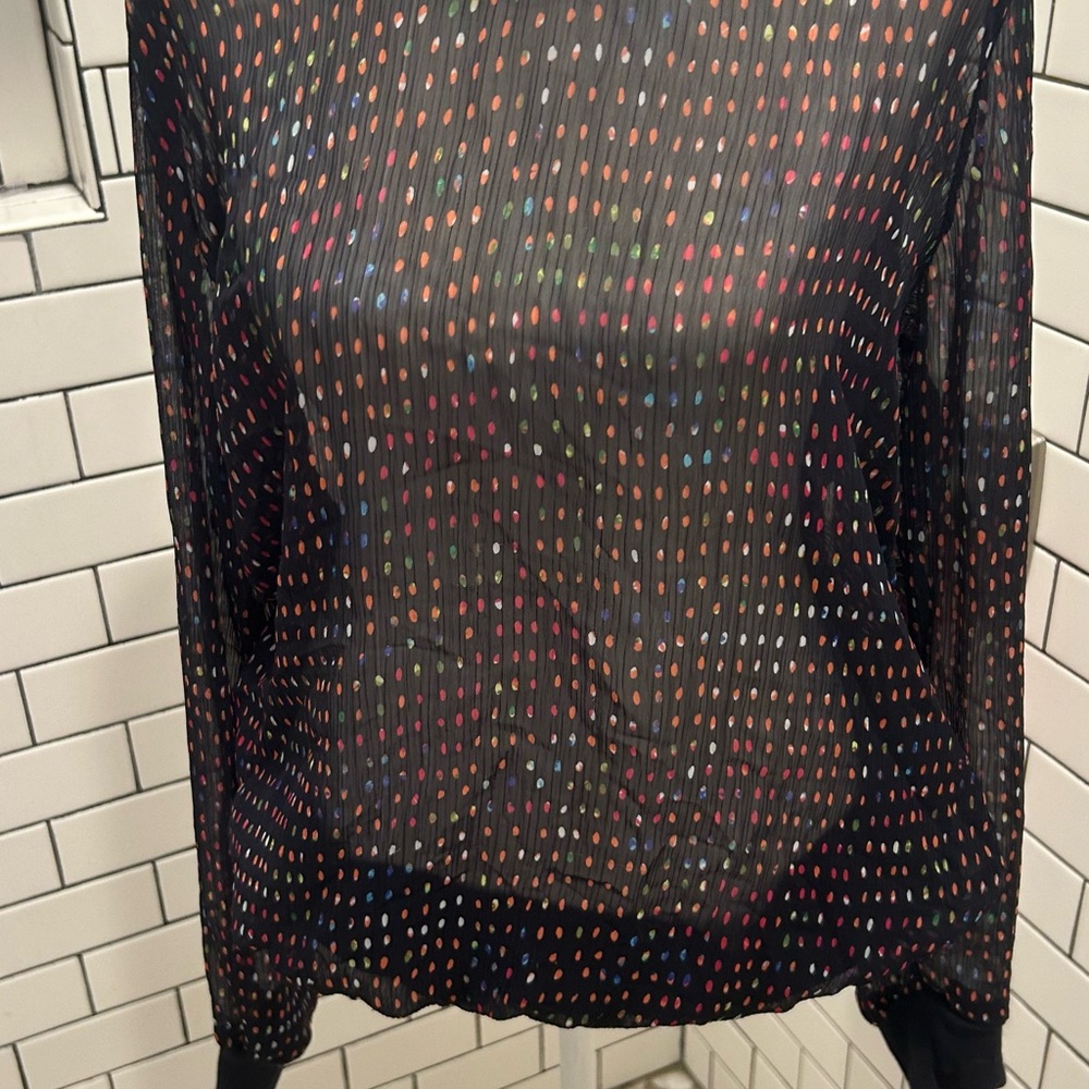 Liz Claiborne Black Sheer Polka Dot Blouse
